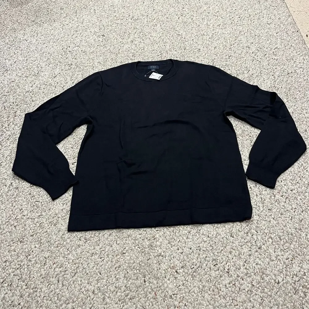 NEW J Crew Heritage Cotton Crewneck Sweater S Black Classic Preppy Casual